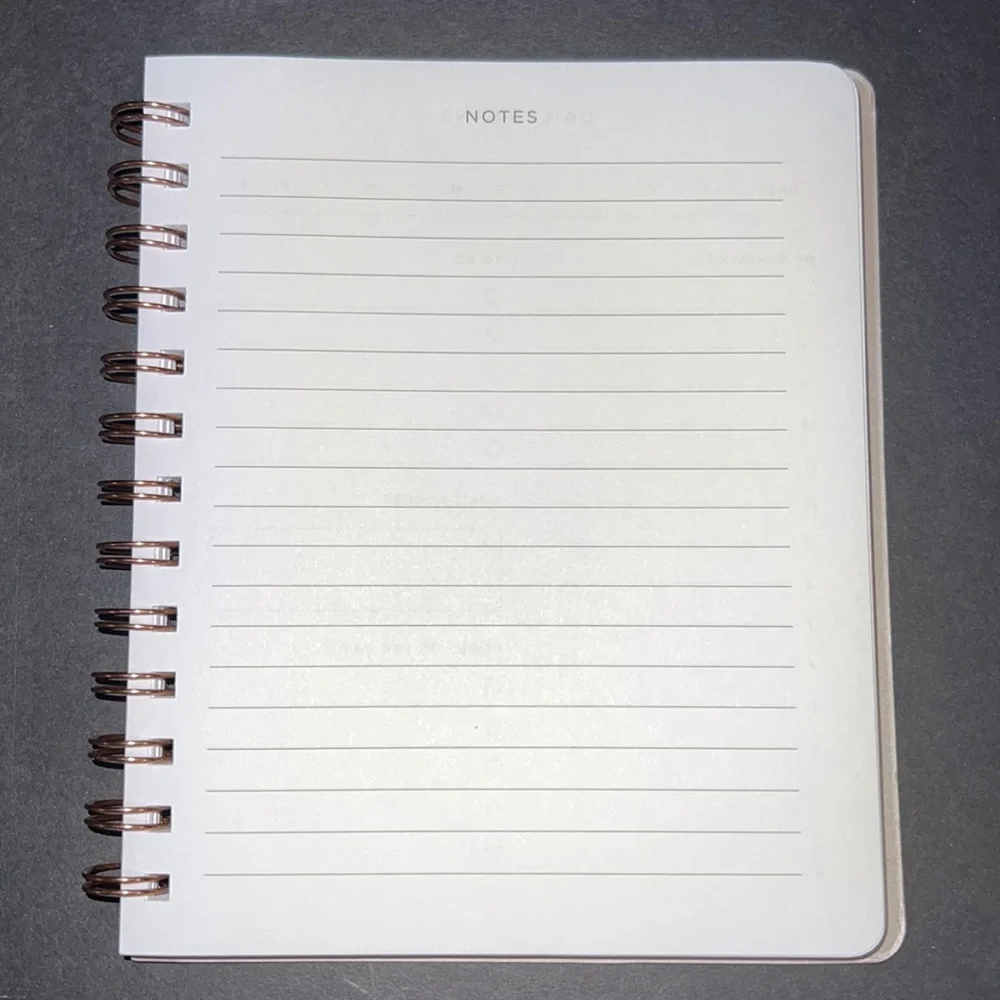 moon phase: rose gold on vegan leather NON-dated daily planner-spiral bound-NWT